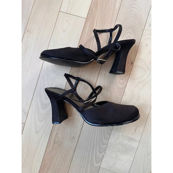 Vintage Transit Satin Mary Jane Heels Size 38 – Rounded Square Toe - Picture 4 of 9